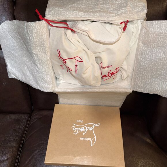 Christian Louboutin 110mm Pyraclou Metallic Spike Wedge Sandals - Size 38 - Picture 9 of 12